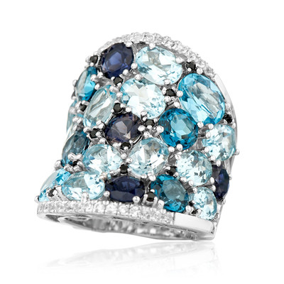 Zilveren ring met Zwitsers-blauwe topaasstenen (Dallas Prince Designs)