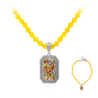 Zilveren halsketting met Gele Agaten (Dallas Prince Designs)