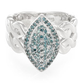 Zilveren ring met blauwe diamanten
