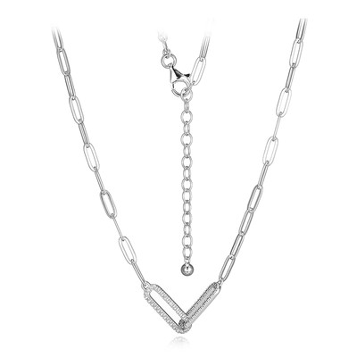Zilveren halsketting met I3 (H) Diamanten