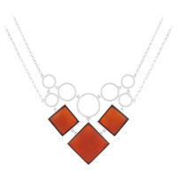 Zilveren halsketting met een Oranje agaat