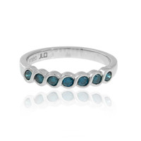 Platina ring met blauwe SI2 diamanten