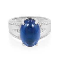 Zilveren ring met een Blauwe Dominicaanse Barnsteen