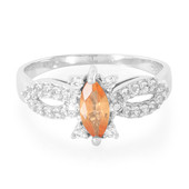 Zilveren ring met een oranje saffier