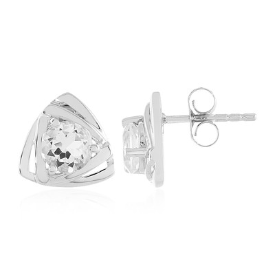 Zilveren oorbellen met witte kwartskristallen