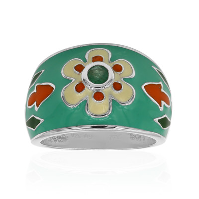 Zilveren ring met een Braziliaanse smaragd (TPC)