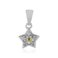 Zilveren hanger met een I3 Gele Diamant