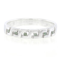 Zilveren ring met bosgroene diamanten