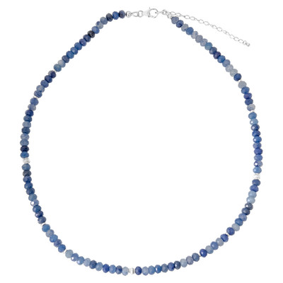 Zilveren halsketting met Blauwe jwartsen