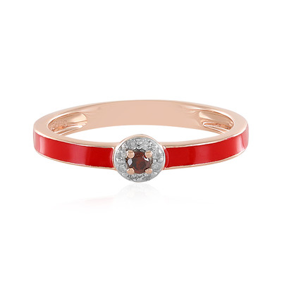 Zilveren ring met een I4 Rode DIamant