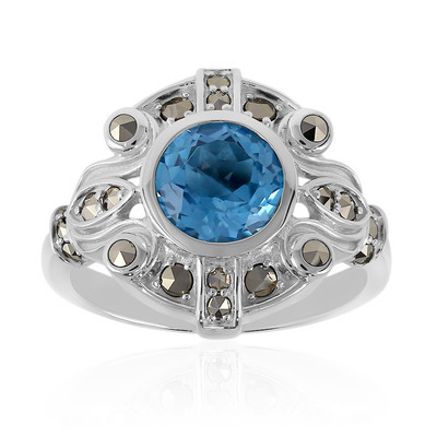 Zilveren ring met een Zwitsers-blauwe topaas (Annette classic)