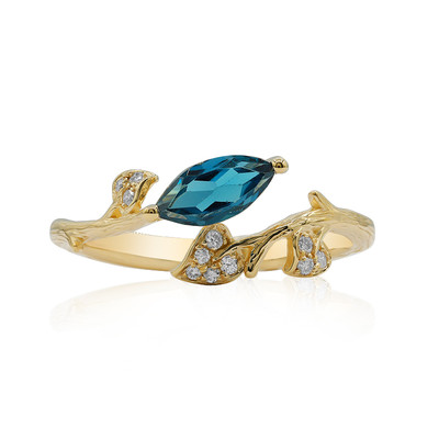 Gouden ring met een Londen-blauwe topaas (Smithsonian)