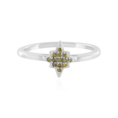 Zilveren ring met gele SI1 diamanten