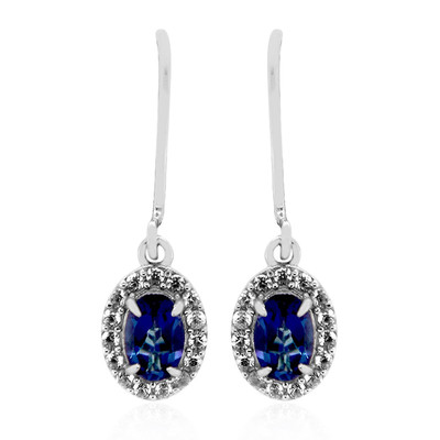 Zilveren oorbellen met Koningsblauwe Topasen