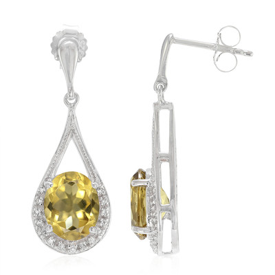 Zilveren oorbellen met champagne kwartskristallen