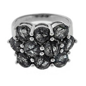 Zilveren ring met zwarte rutielkwartskristallen