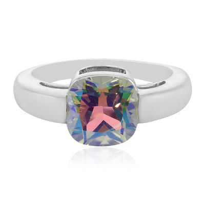 Zilveren ring met een regenboog-topaas