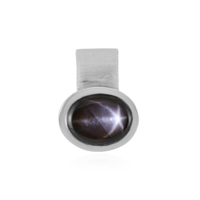 Zilveren hanger met een zwarte ster saffier (MONOSONO COLLECTION)