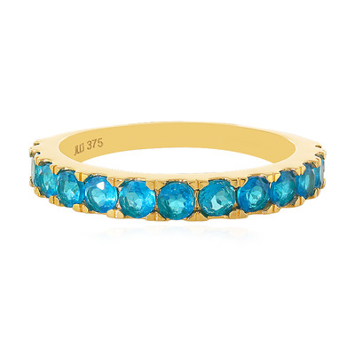 Gouden ring met neon blauwe apatieten