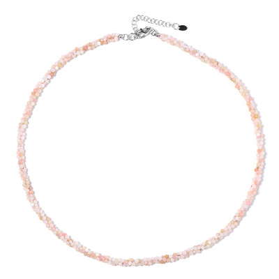 Zilveren halsketting met roze opalen