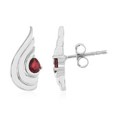 Zilveren oorbellen met Rode Saffieren