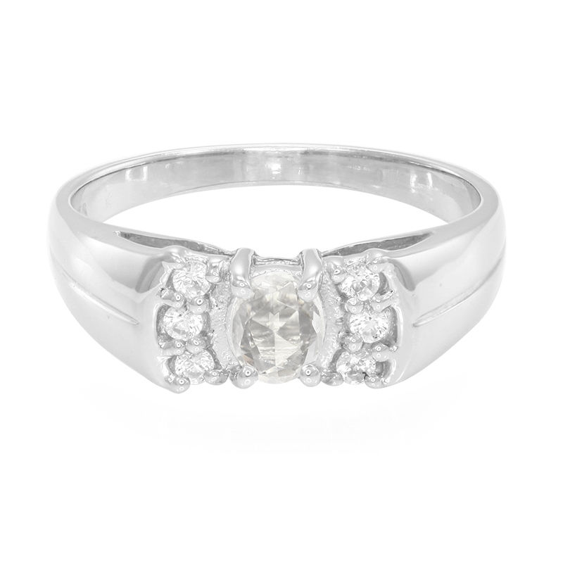 schuur Druif condoom Zilveren ring met een witte saffier-9919UC | Juwelo sieraden