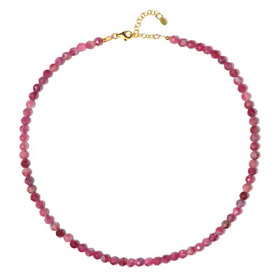Zilveren halsketting met roze toermalijnen