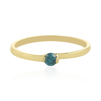 Gouden ring met een blauwe diamant