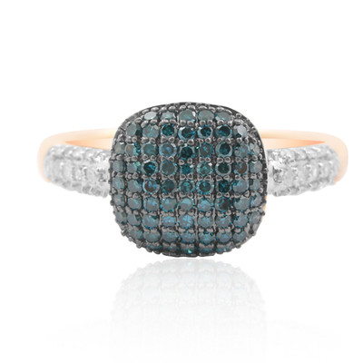 Gouden ring met I1 Blauwe Diamanten