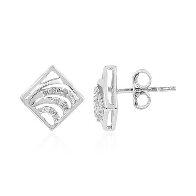 Zilveren oorbellen met I2 (I) Diamanten