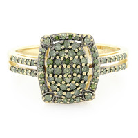 Gouden ring met groene diamanten