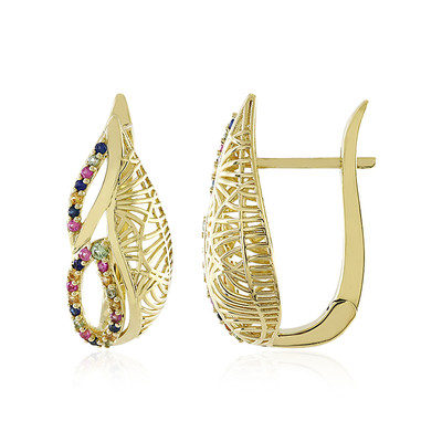 Gouden oorbellen met groene saffieren (Ornaments by de Melo)