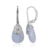 Zilveren oorbellen met blauwe kant agaten