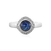 Zilveren ring met een blauwe ster saffier (MONOSONO COLLECTION)