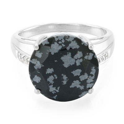 Zilveren ring met een sneeuwvlokken obsidiaan