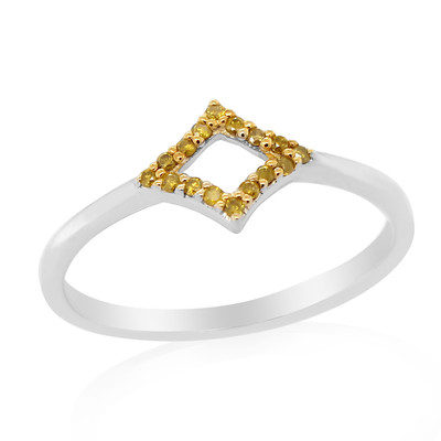 Zilveren ring met I3 Gele Diamanten