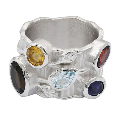 Zilveren ring met een rookkwarts (MONOSONO COLLECTION)