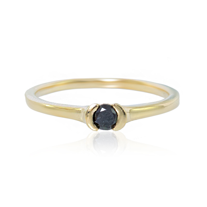 meisje slecht humeur donker Gouden ring met een zwarte diamant-3575NF | Juwelo sieraden