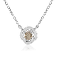 Zilveren halsketting met een I3 Champagne Diamant