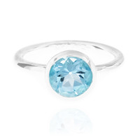 Zilveren ring met een blauwe topaas
