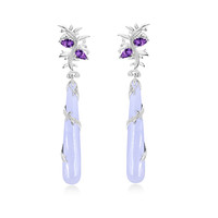Zilveren oorbellen met blauwe kant agaten (Dallas Prince Designs)