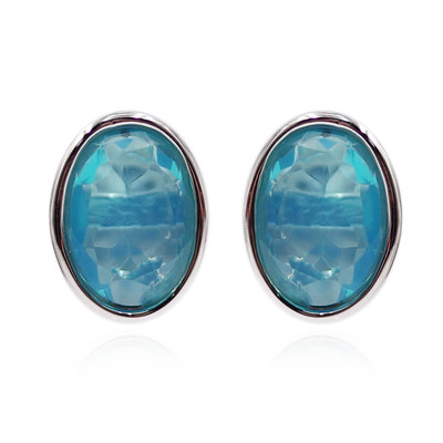 Zilveren oorbellen met Caribische Blauwe opalen