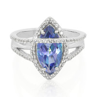 Zilveren ring met een blauwe mystieke-topaas
