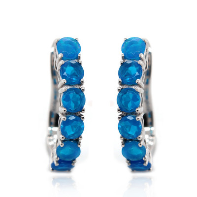 Zilveren oorbellen met Neonblauwe Opalen