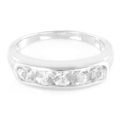 wildernis Kabelbaan Informeer Zilveren ring met witte saffieren-9774RU | Juwelo sieraden