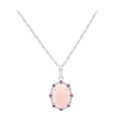 Zilveren halsketting met een roze opaal
