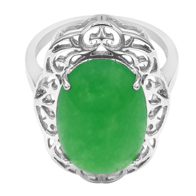 Zilveren ring met een jade (M de Luca)