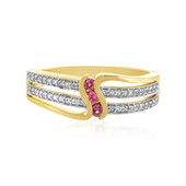 Zilveren ring met roze spinelstenen