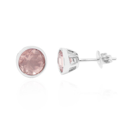 Zilveren oorbellen met rozen kwartskristallen (MONOSONO COLLECTION)