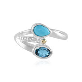 Zilveren ring met een Londen-blauwe topaas (Granulieren)